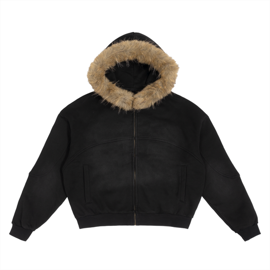 Venace "motion" detachable fur hoodie