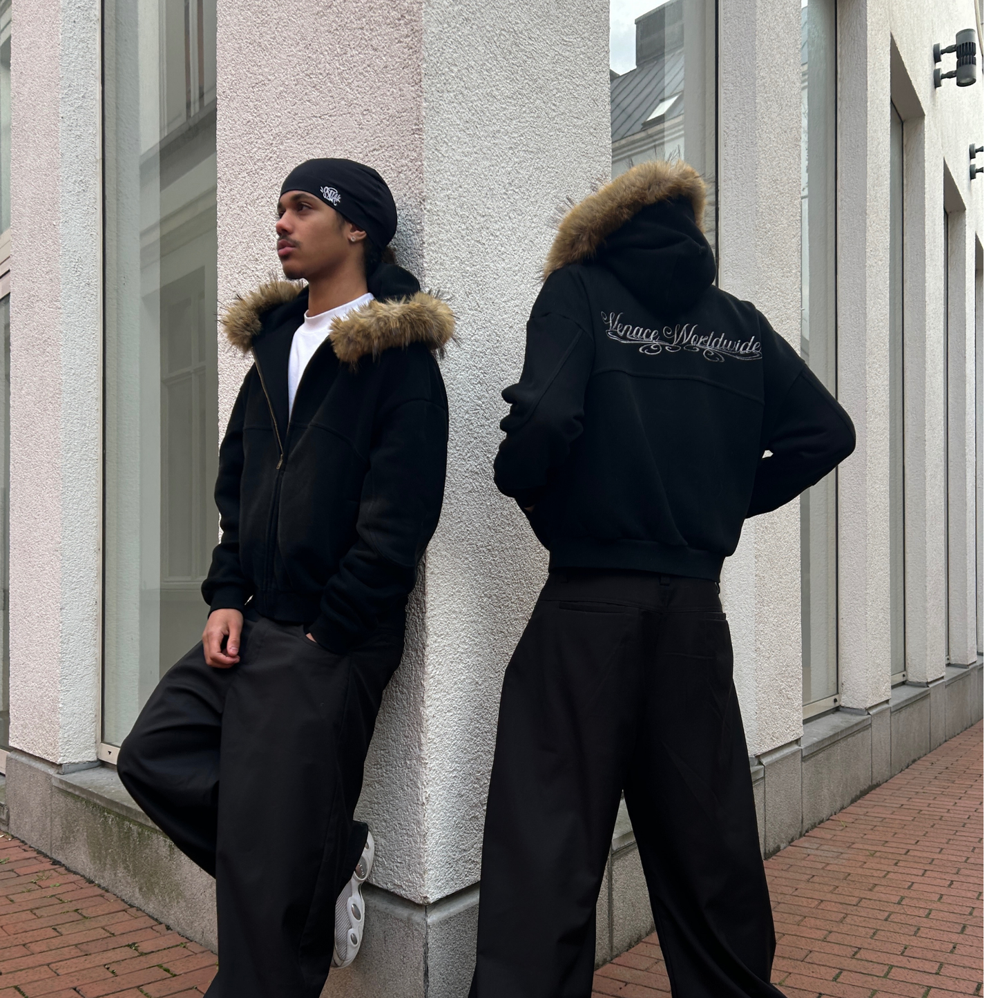 Venace "motion" detachable fur hoodie